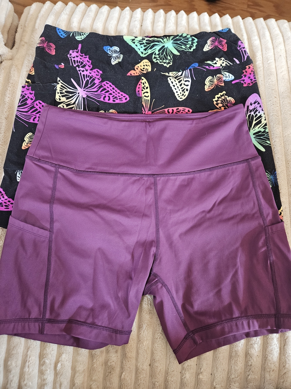 Purple High-Waist Active Pocket Shorts - Women